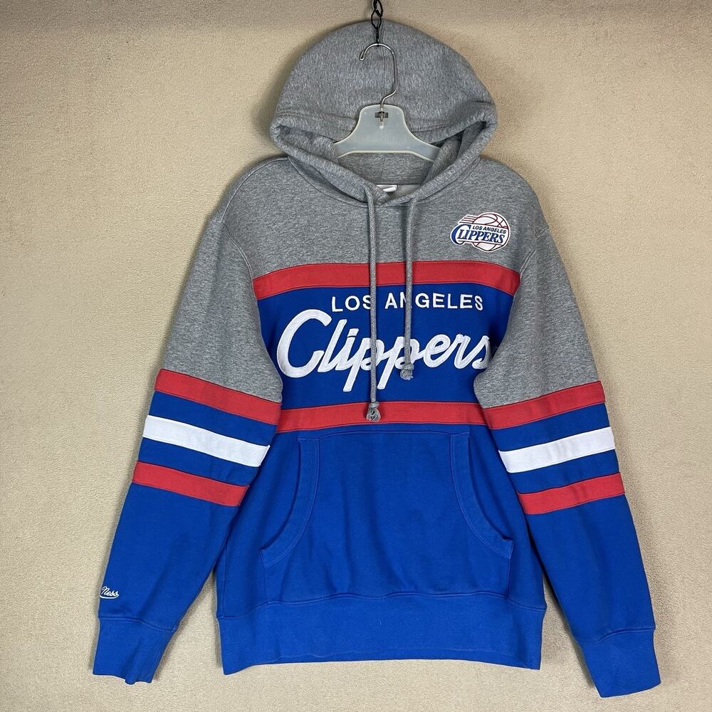 Mitchell Ness Hoodie Mens S Blue Los Angeles Clippers Hardwood Classics Pullover